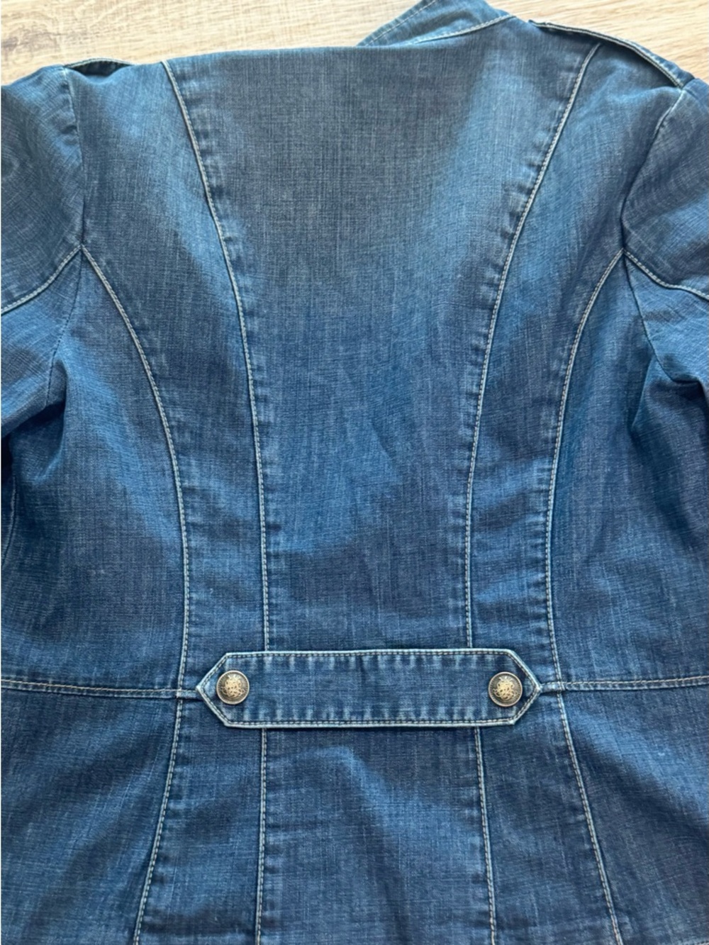 Chico’s Denim Military Style Jacket Braided Trim Button Front Size 0 (Small) - Picture 7 of 7